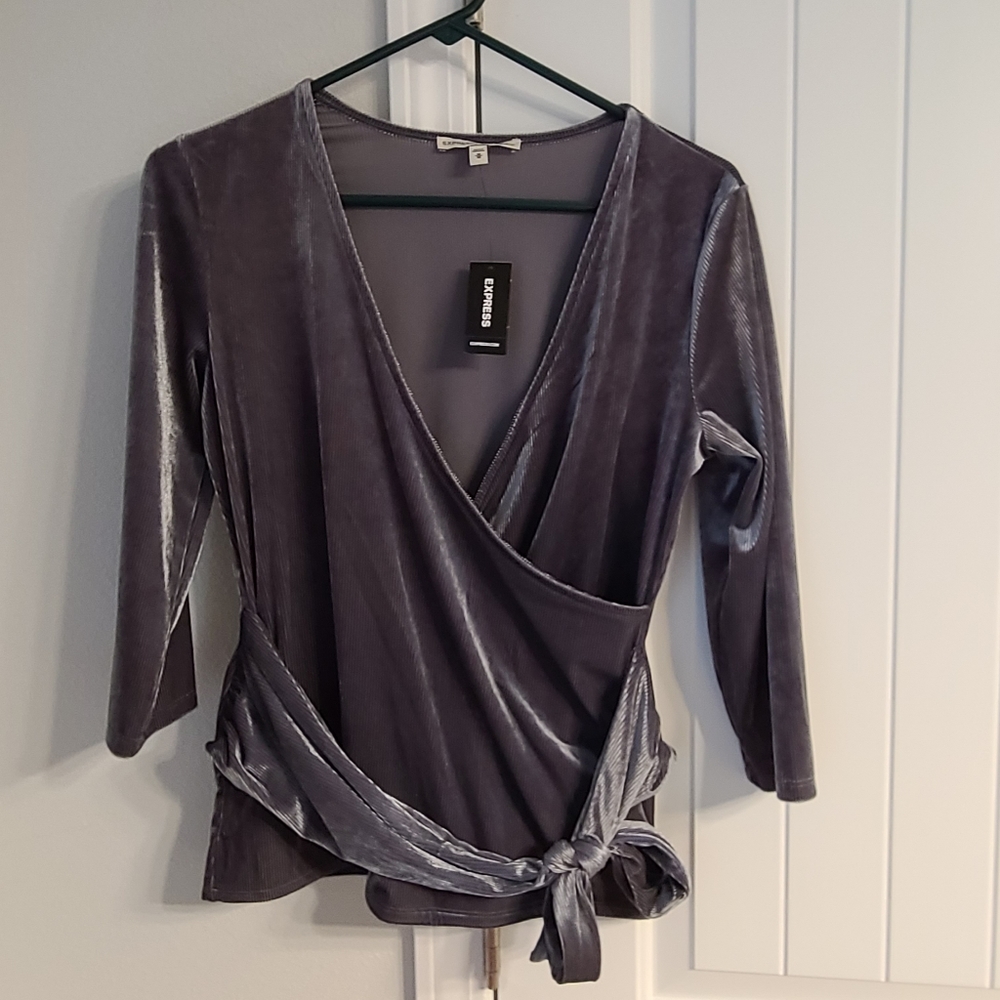Express size Medium velvet faux wrap top